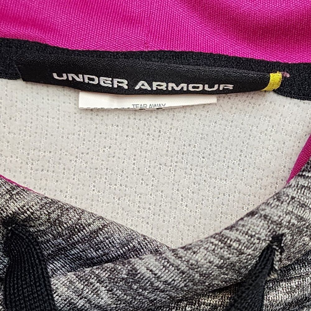 Under Armour Hoodie Womens Medium Heather Gray‎ W/  Fabric Logo Pullover - Picture 5 of 7